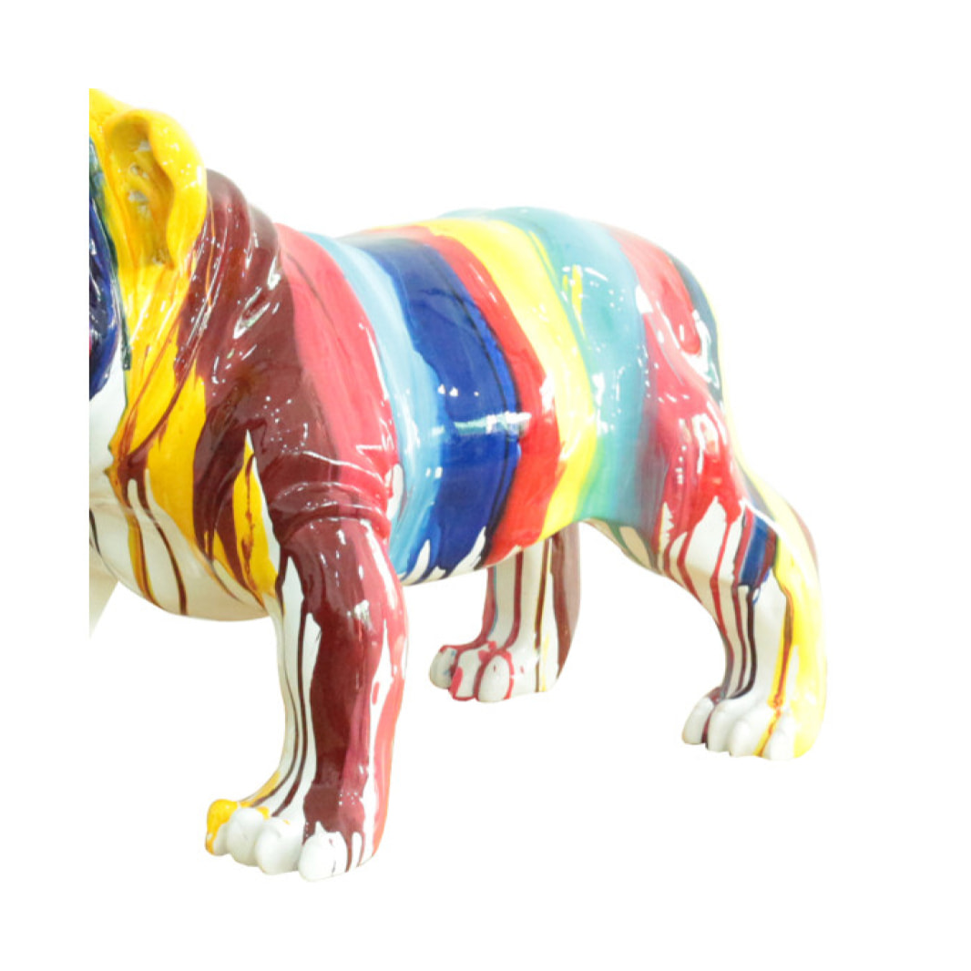 Statuette chien bulldog en résine peintures multicolores H38cm - BULL 02