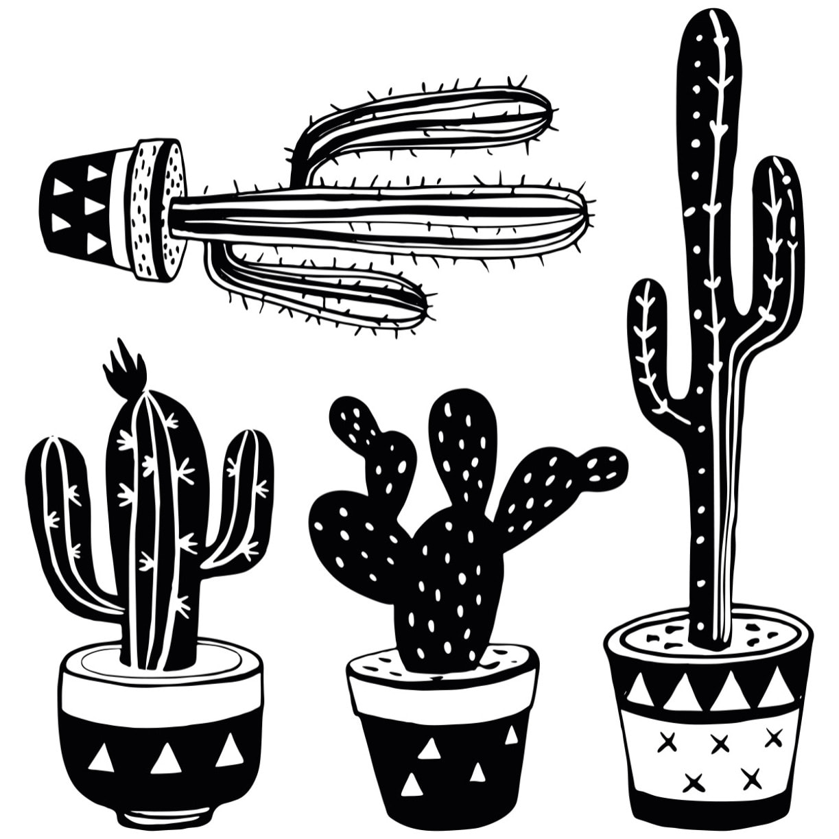 Stickers muraux | Sticker Mural Autocollant - BOHÈME 4 CACTUS MEXICAIN - adhésifs fond transparent