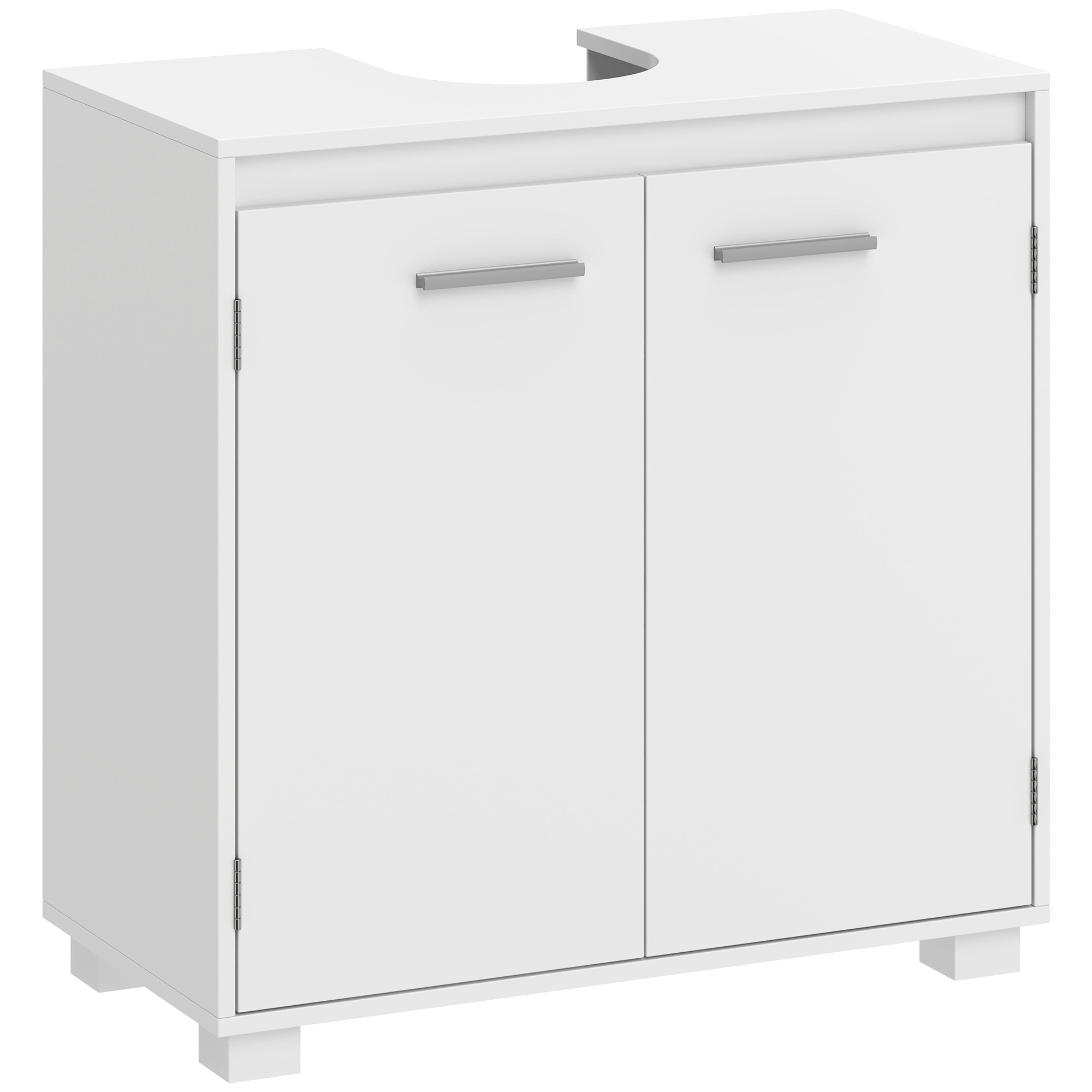 HOMCOM Mueble Bajo Lavabo, Mueble de Baño con Estante Ajustable, 2 Puertas y Recorte en U, Estilo Moderno, para Lavabo con o sin Pedestal, 60x30x60 cm, Blanco