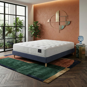 Ensemble matelas ressorts ensachés COMÈTE, H27 cm, sommier bleu