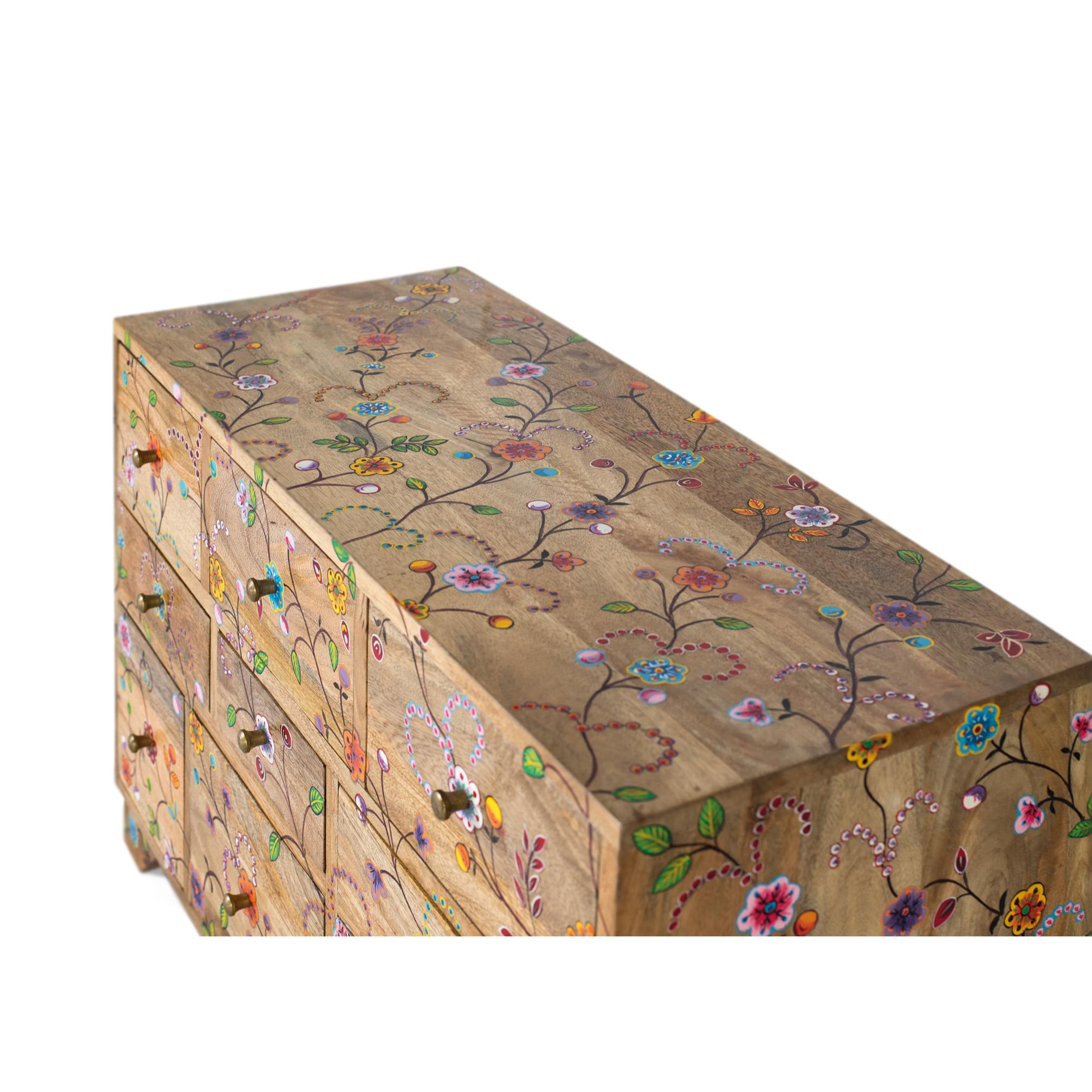 Cómoda de Madera de Mango 80 Cm Estilo Étnico Decorativo
