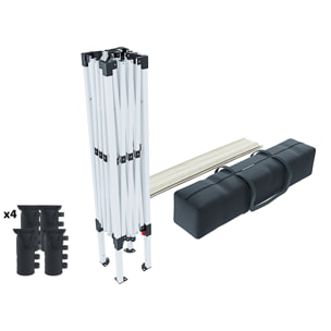 Gazebo Pieghevole Impermeabile 3 x 3 M Da Giardino Con 4 Sacche Pesi Sacca Trasporto Chiusura Fisarmonica Struttura Acciaio Copertura 160 gr/m² Beige