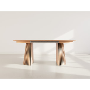 Freya - table à manger ronde extensible - effet bois - 4 à 8 personnes - Bois