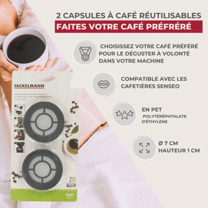 Kit de 2 capsules à café réemployables compatibles Senseo Fackelmann Petit Déjeuner