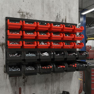 Peg Small - Pannello Portautensili da Parete 64x41 cm con 30 Box Contenitori Impilabili