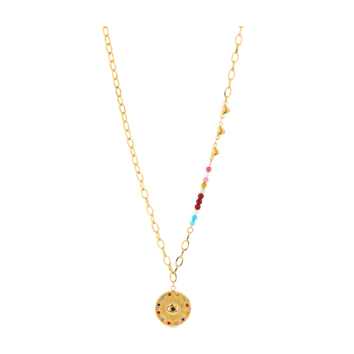 Collar de Cristal Multicolor acabado en oro amarillo de 18K- Targey