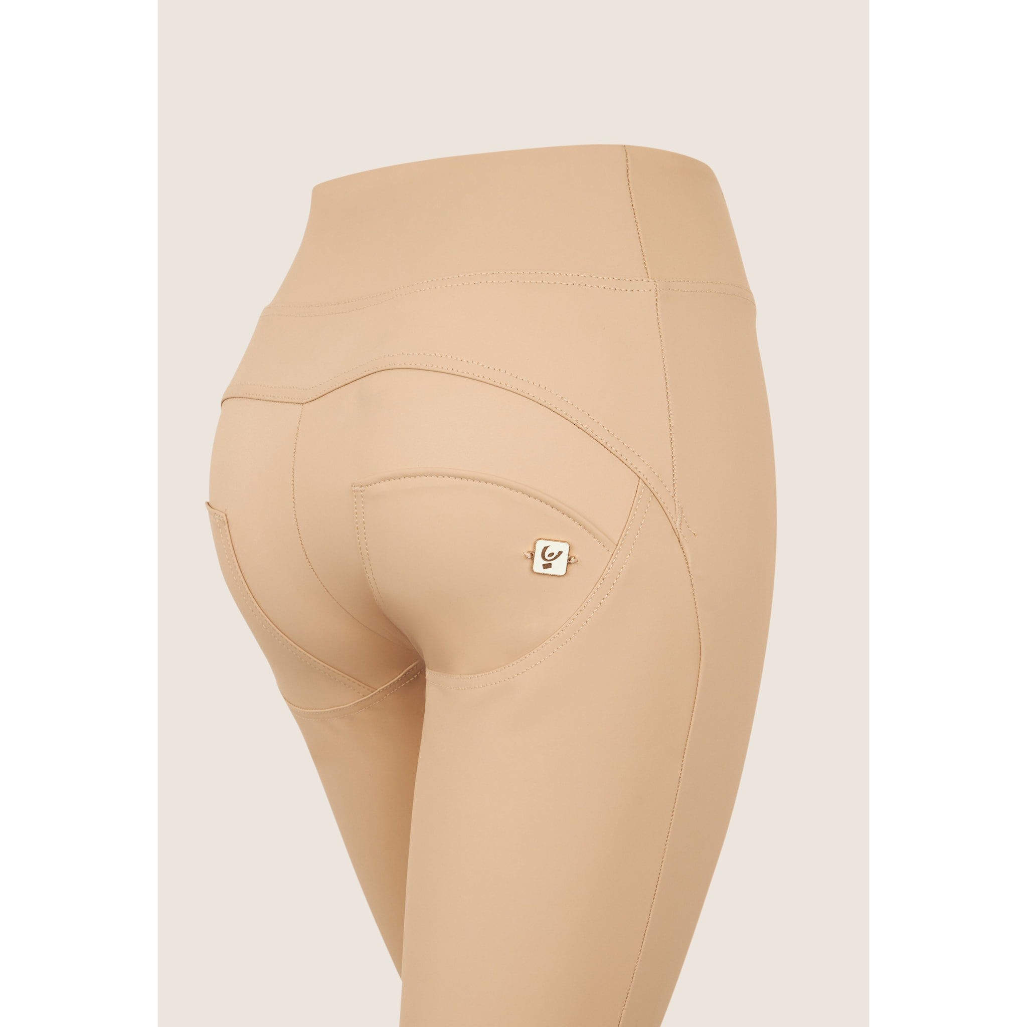 Pantaloni WR.UP 7/8 similpelle vita alta con bottoni deco