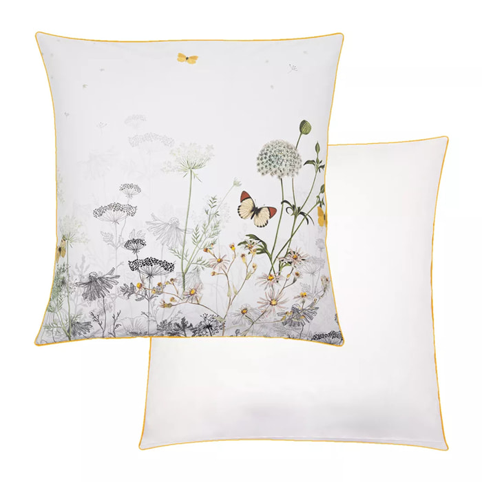 Taie d'oreiller percale de coton lavé imprimé multicolore ecru Escapades magiques naturel