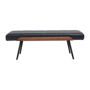 Banc noir, bois foncé et métal noir L123 cm ELIOR