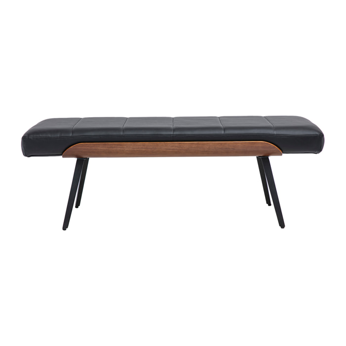 Banc noir, bois foncé et métal noir L123 cm ELIOR