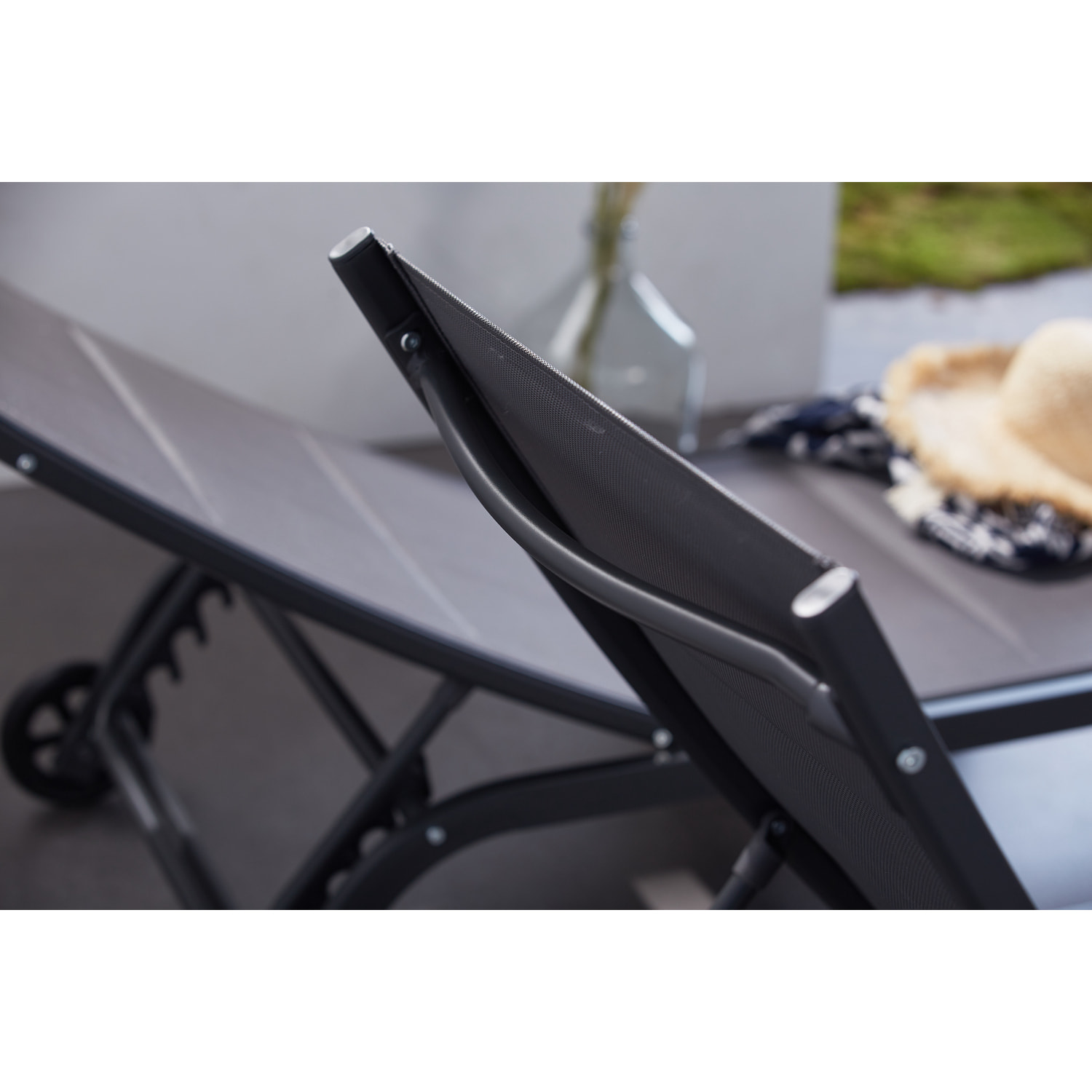 Lot de 2 transats aluminium gris foncé AUCKLAND