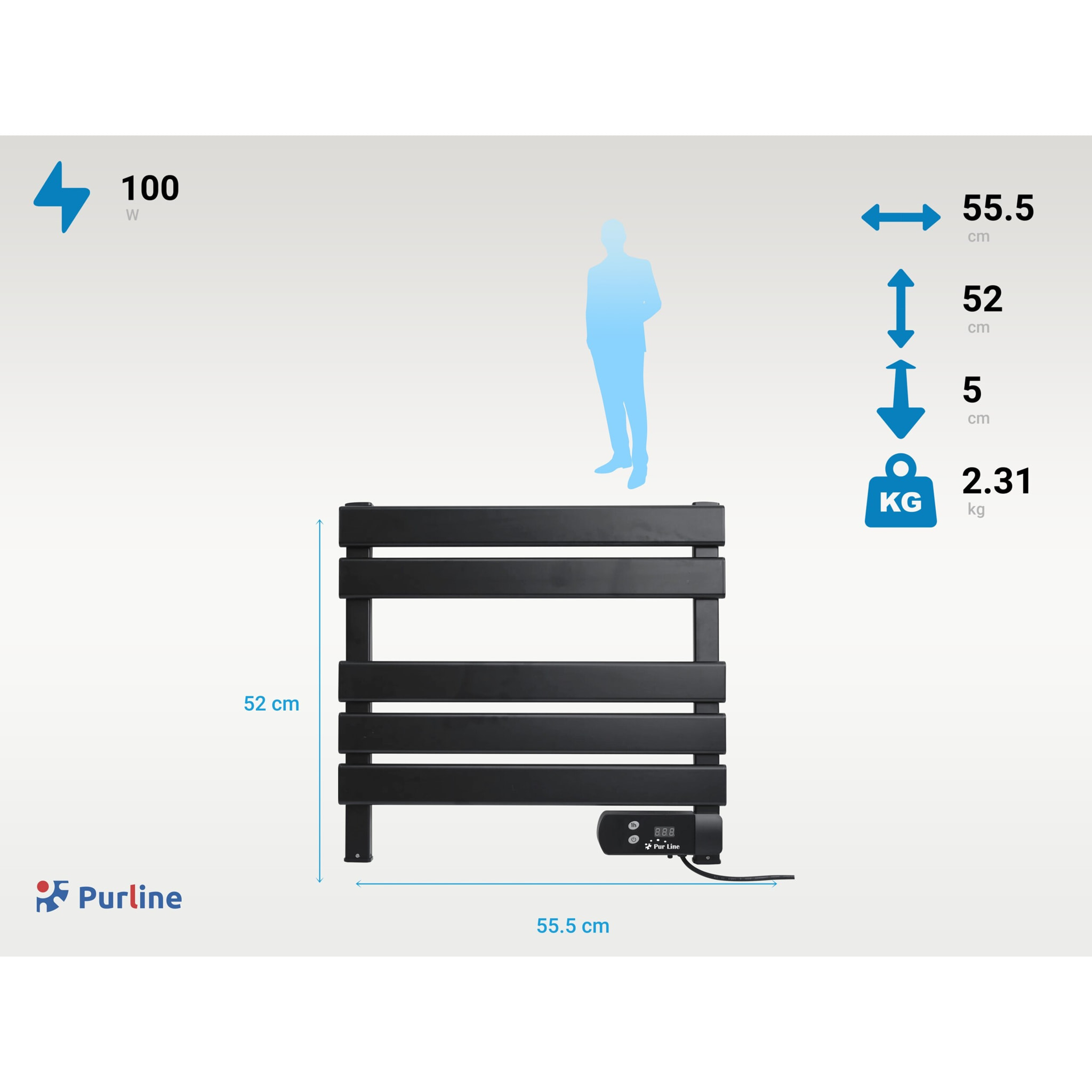 Sèche-serviettes électrique compact noir 100W