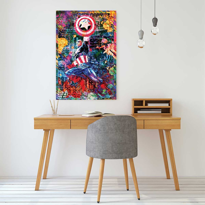Tableau graffiti Captain America Toile imprimée