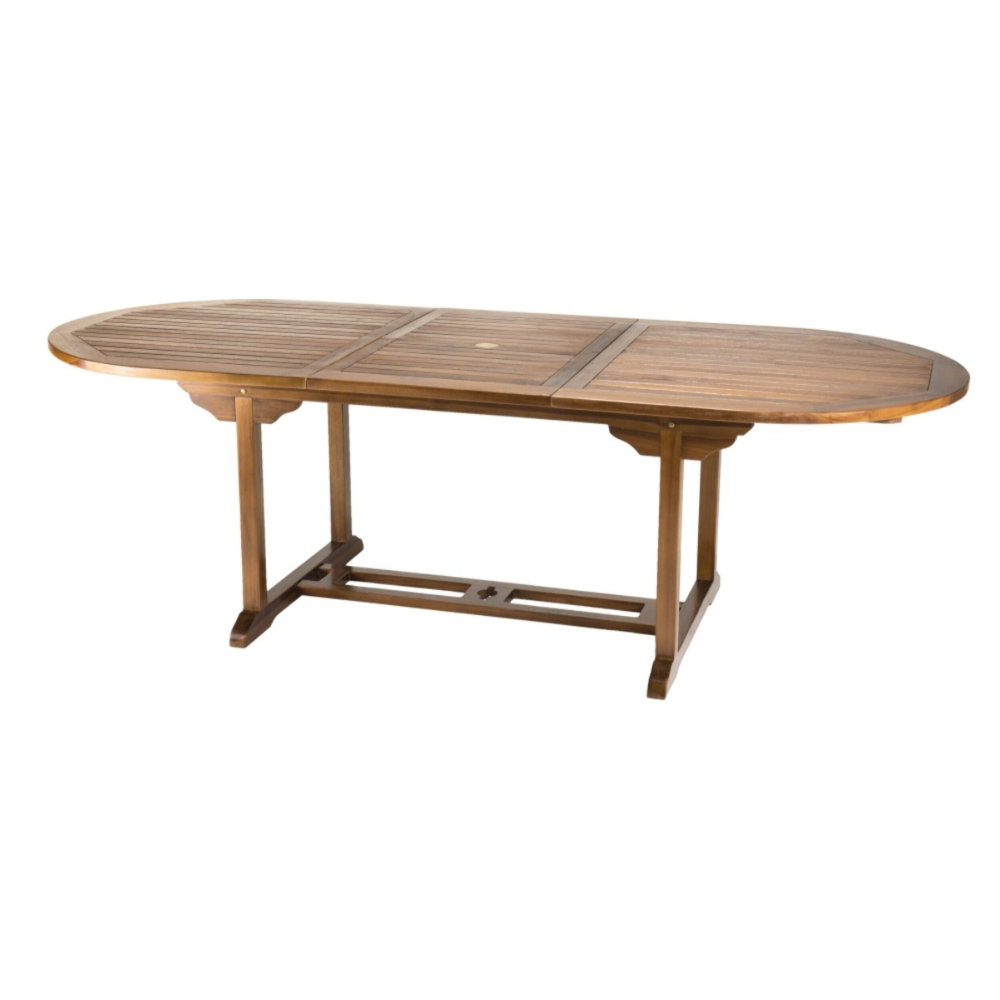 MAEVA - Table de jardin 8/10 personnes - table ovale extensible 180/240x100cm en bois teck huilé