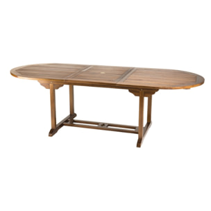 MAEVA - Table de jardin 8/10 personnes - table ovale extensible 180/240x100cm en bois teck huilé