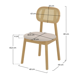 Chaise Maria en bois clair et rotin synthétique (lot de 2)