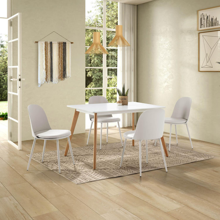 Juego de mesa 120x80 cm y 4 sillas de comedor Kana