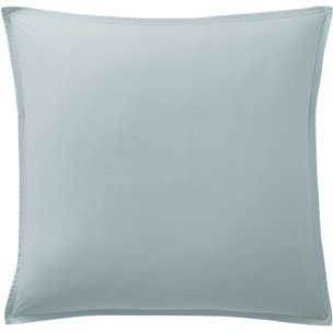 Paire de taies d'oreiller 100% percale coton lavé 80fils bleu lagon