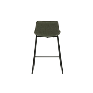 Tabourets de bar en tissu vert kaki et métal H65 cm (lot de 2) BOOST