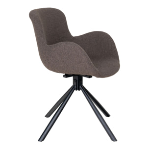 Set 2 sedie girevoli da pranzo Amorim in bouclé mushroom con gambe nere