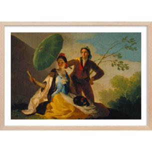 Poster Le Parasol - Francisco José de Goya Affiche + cadre en bois - Chêne