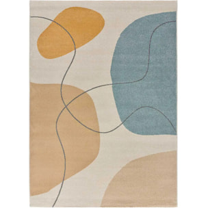 NEW YORK Alfombra con formas en crema, mostaza y azul, varias medidas disponibles
