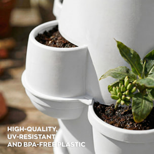 Oasi - Fioriera Da Giardino 80x80x80 Cm Con 6 Tasche Perimetrali E Sottovaso Bianco