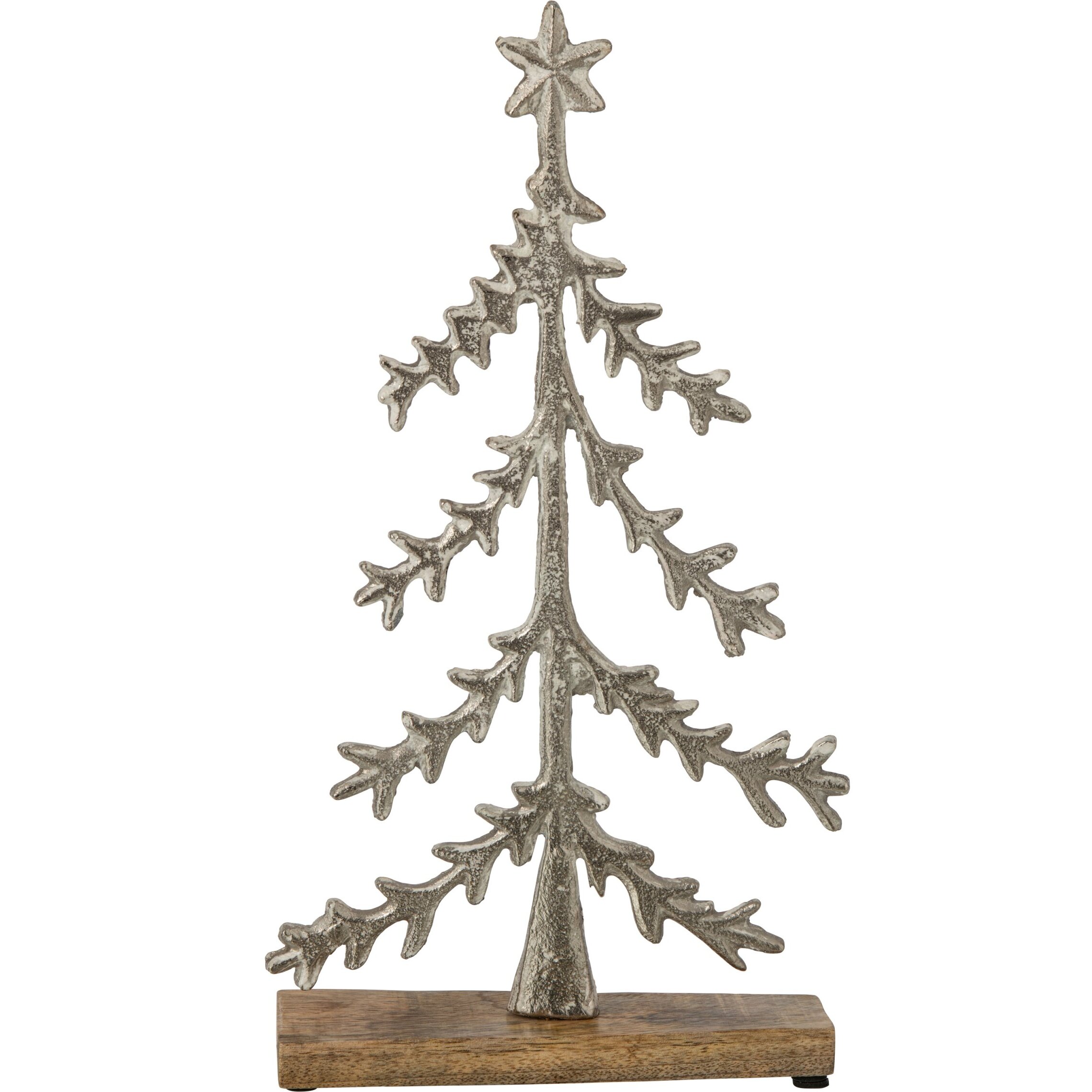 J-Line Sapin de Noël sur base étoile - aluminium - blanc cassé/naturel - large