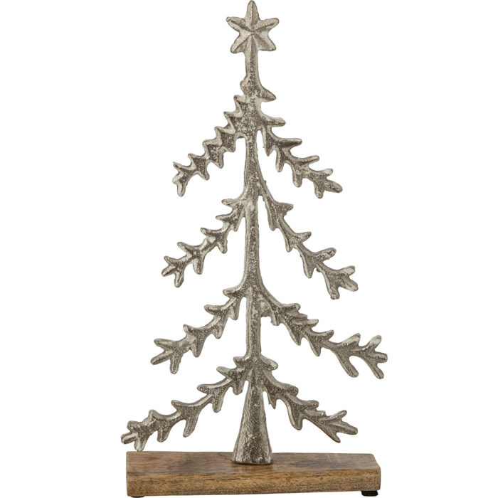 J-Line Sapin de Noël sur base étoile - aluminium - blanc cassé/naturel - large