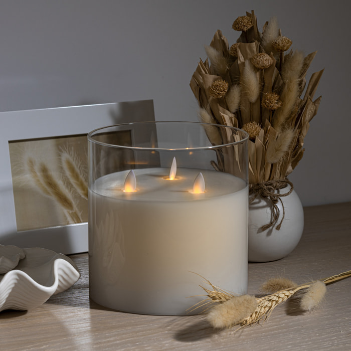 Bougie LED "Sena" en verre D15cm