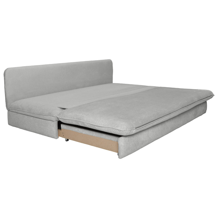 Ysal - canapé 3 places convertible déplimousse en velours texturé - Gris clair