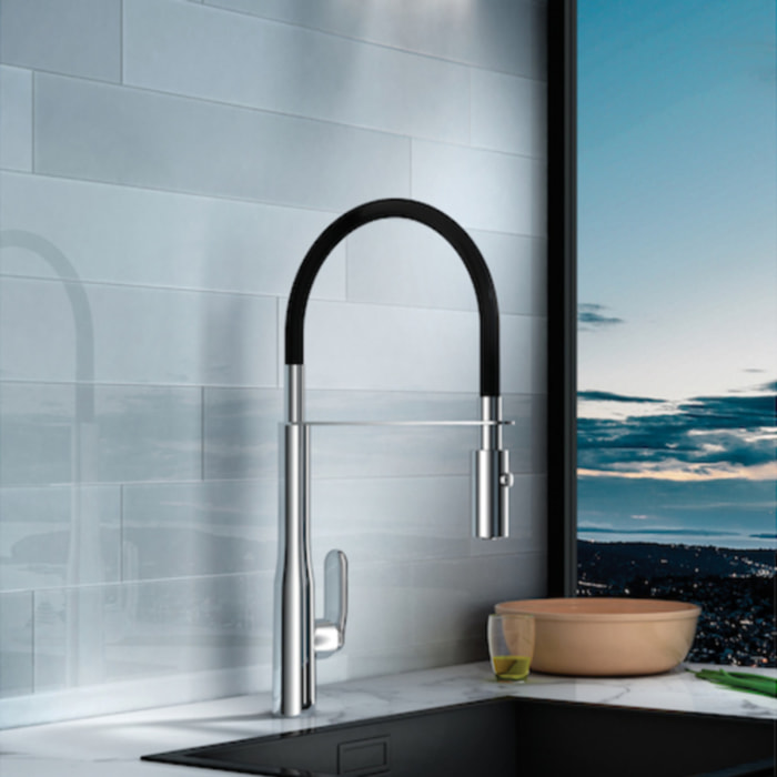 PAINI Mitigeur cuisine Addict Bec haut chrome douchette extractible