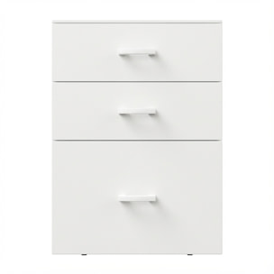 Lyra - Cassettiera Porta Stampante 3 Cassetti Mobiletto da Ufficio con Ruote in Legno MDF Bianco