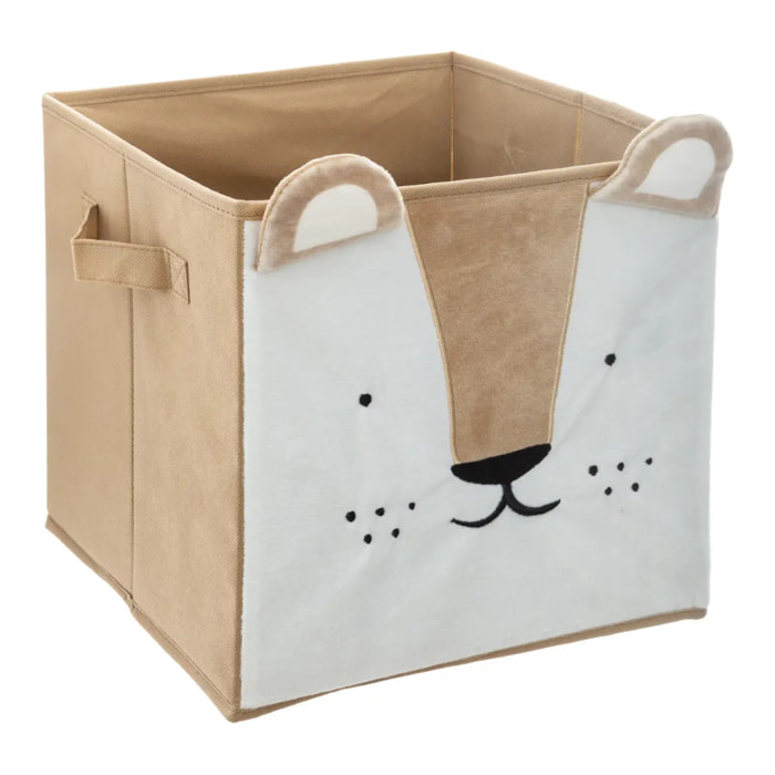 Bac de rangement enfant "Lion" - velours - jaune