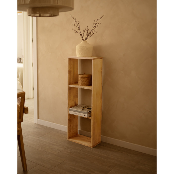 Estanteria de madera maciza en tono roble medio con 2 estantes Alto: 110 Largo: 40 Ancho: 20