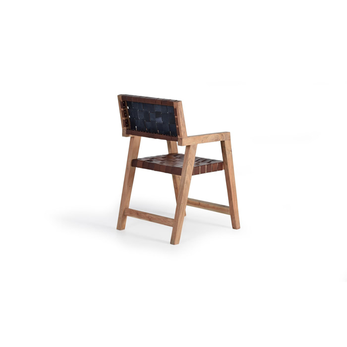Sillón de Madera de Acacia 53 Cm Estilo Rústico Vintage