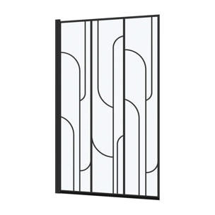 Pare baignoire rabattable 80x140cm Sérigraphie Art Déco Arrondie Noire mate