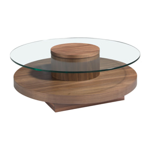 Mesa de centro de Angel Cerda de nogal y cristal 100x100x35cm