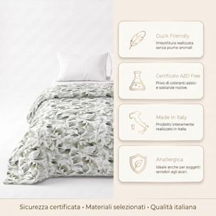 Trapunta Invernale in Microfibra Mano Pesca, Imbottitura 270 g/m², Anallergica, Duck Friendly, AZO FREE, Made in Italy con Fantasie Moderne