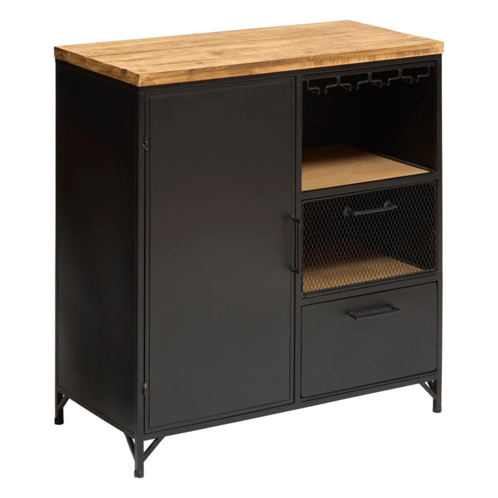 Buffet 1 porte "Cierna" noir - métal & bois