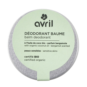 Déodorant - Certifié bio - Déodorant baume - Peaux sensibles - Parfum Bergamote 75 g