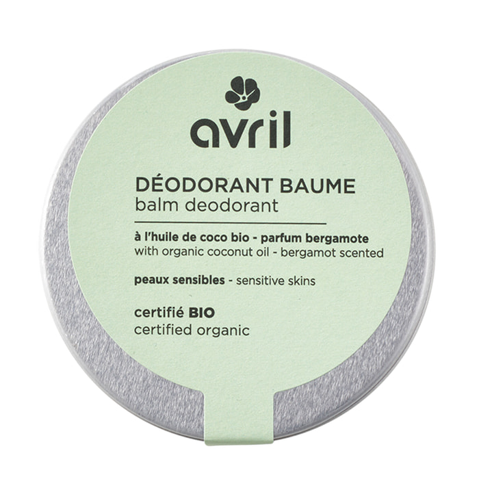 Déodorant - Certifié bio - Déodorant baume - Peaux sensibles - Parfum Bergamote 75 g
