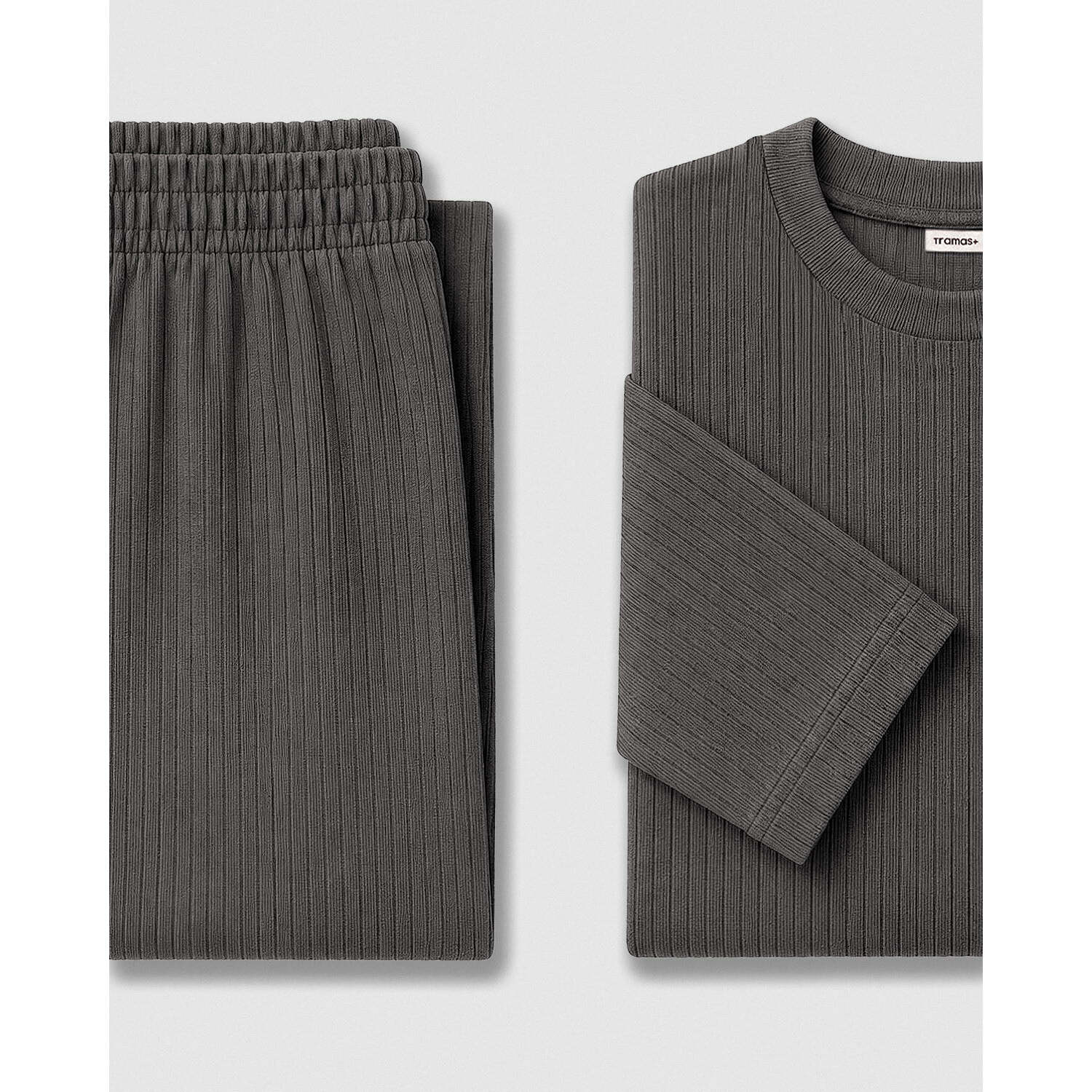 Pijama canalé raya ancha gris marengo