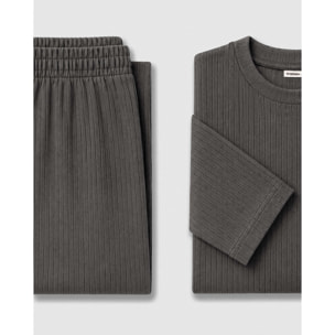 Pijama canalé raya ancha gris marengo