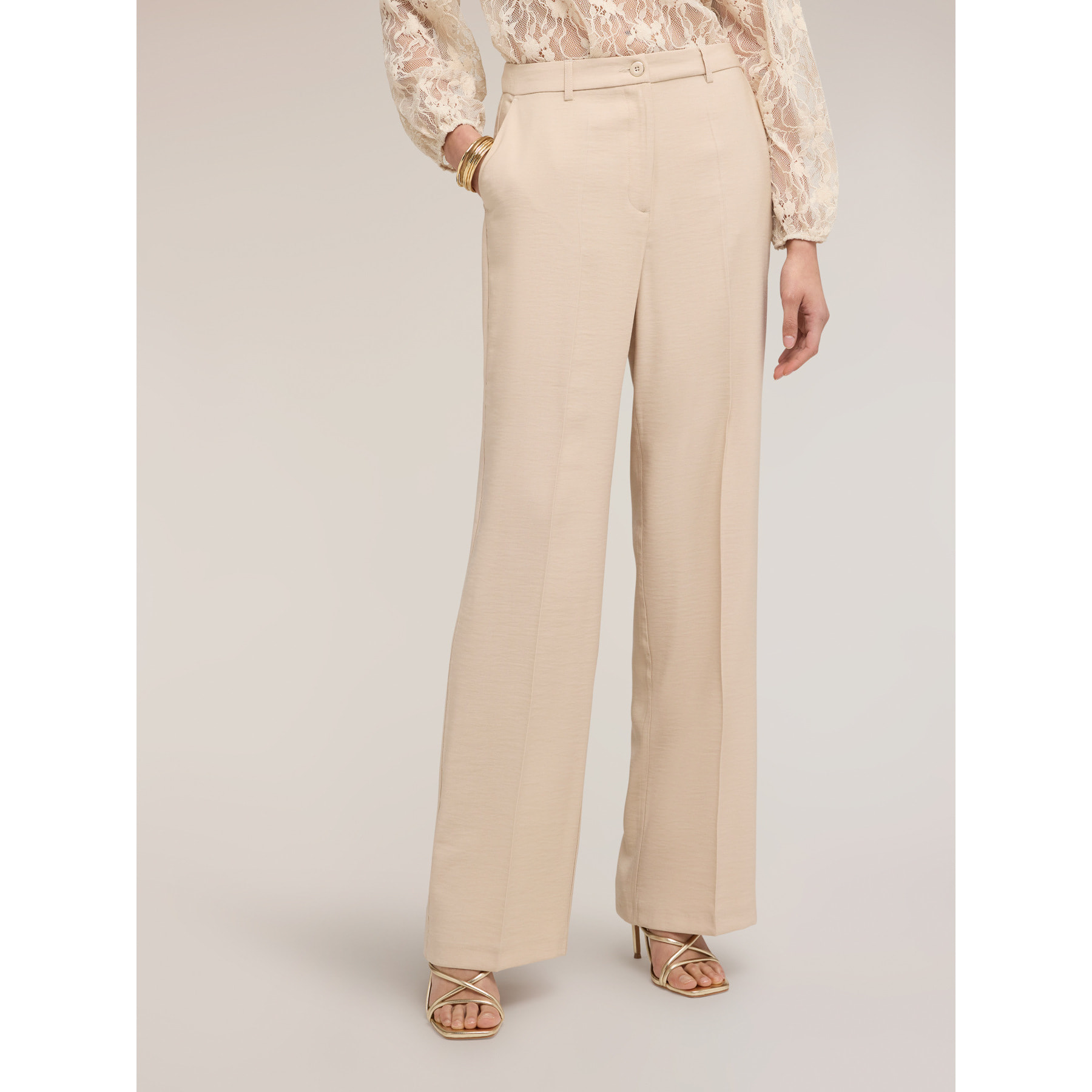 Motivi - Pantaloni palazzo in misto viscosa - Beige