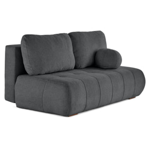 Bowie - canapé 3 places convertible coffre + coussin rond inclus en tissu texturé - Gris foncé