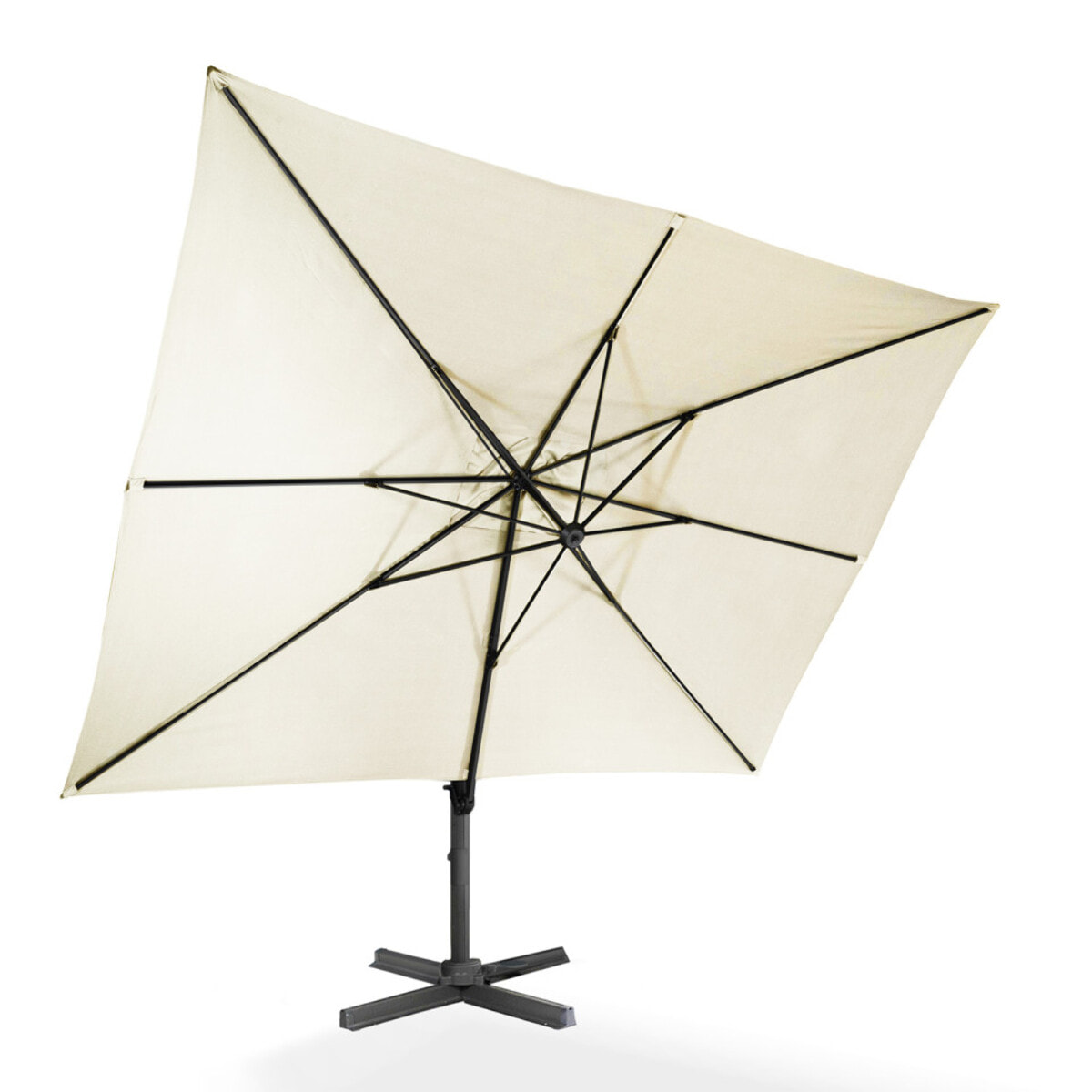 Parasol Sombra 360° rectangle avec housse de protection - Crème