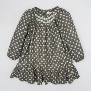 VESTIDO BAMBULA MANGAS ABULLONADAS FLOR GRIS MARENGO