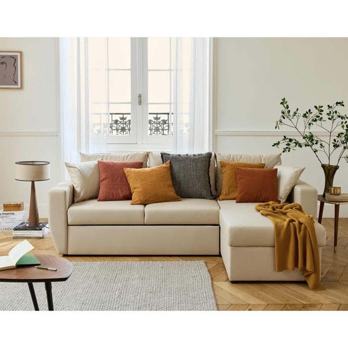 Astoria - canapé d'angle réversible 4 places - convertible avec coffre - en simili - Beige