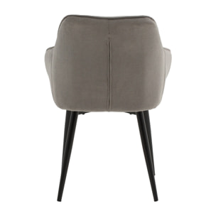 Set di 2 poltroncine HAMMERSMITH in tessuto grigio e gambe in metallo nero, con braccioli